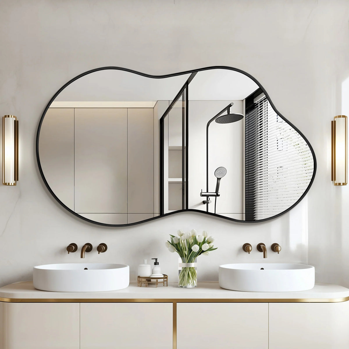 Asymmetrical Irregular Wall Mirror, Modern Decorative Accent Mirror for Living Room, Bedroom and Entryway