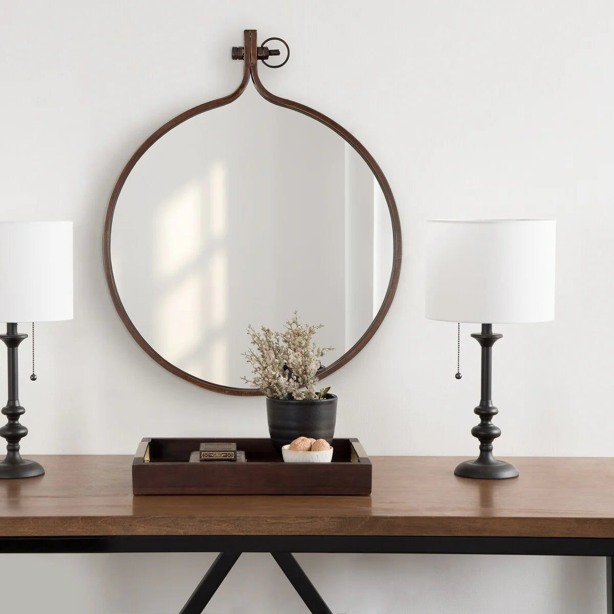 Modern Round Wall Mirror, Decorative Circular Accent Mirror for Living Room, Bedroom and Entryway