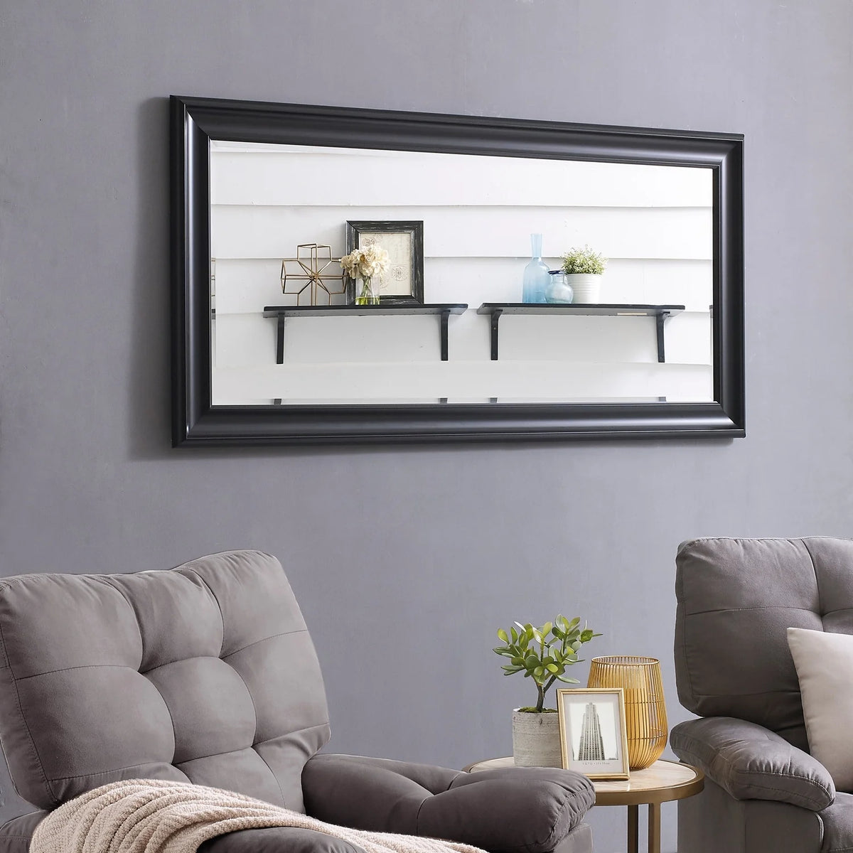 Tall Full Length Mirror, Oversized Rectangle Full Body Wall Mounted Mirror with Smooth Faux Wood Frame
