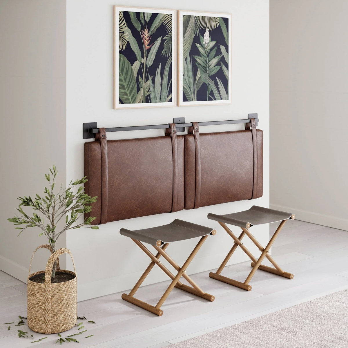 Wall Mount Upholstered Headboard with Metal Rail - Modern Bedroom Headboard
