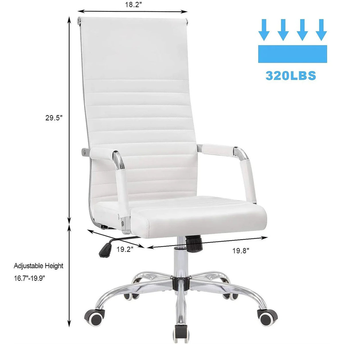 Ribbed High Back Office Chair, Ergonomic Conference Desk Chair for Home Office, Meeting Room and Workspace