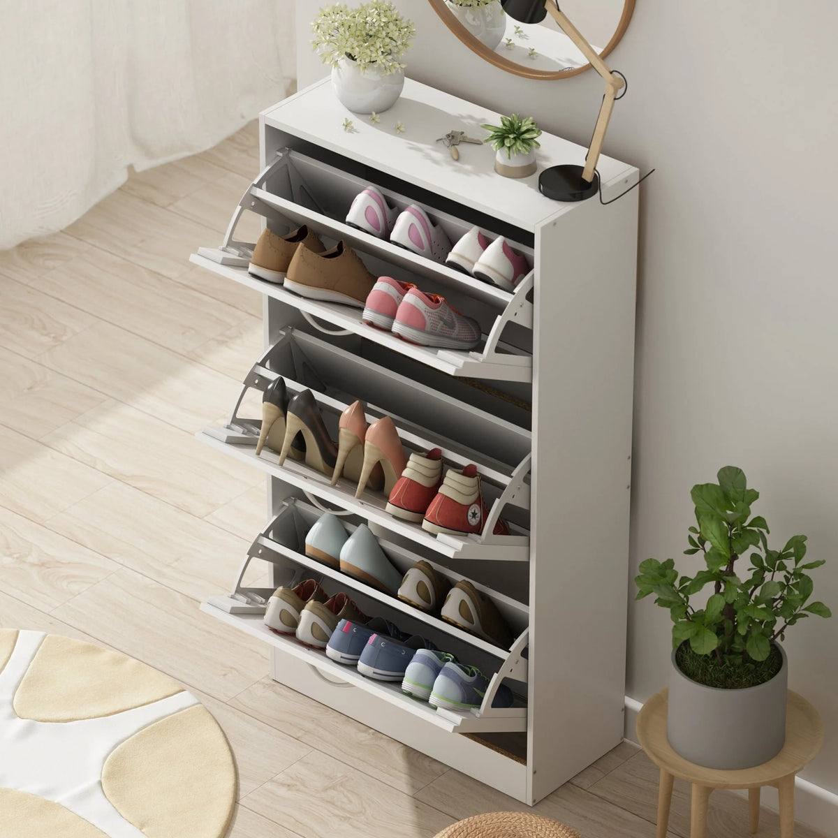 Modern Shoe Storage Cabinet for Entryway and Hallway, Space-Saving Shoe Organizer