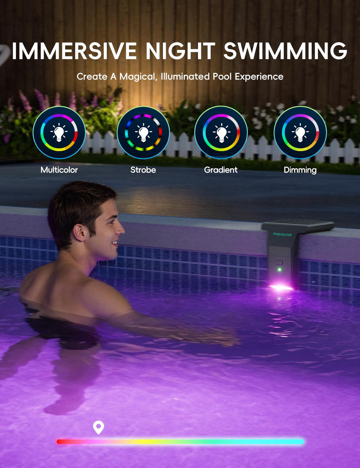 Solar Pool Lights for Steel Wall Above Ground Pools, Solar Powered LED Swimming Pool Lighting