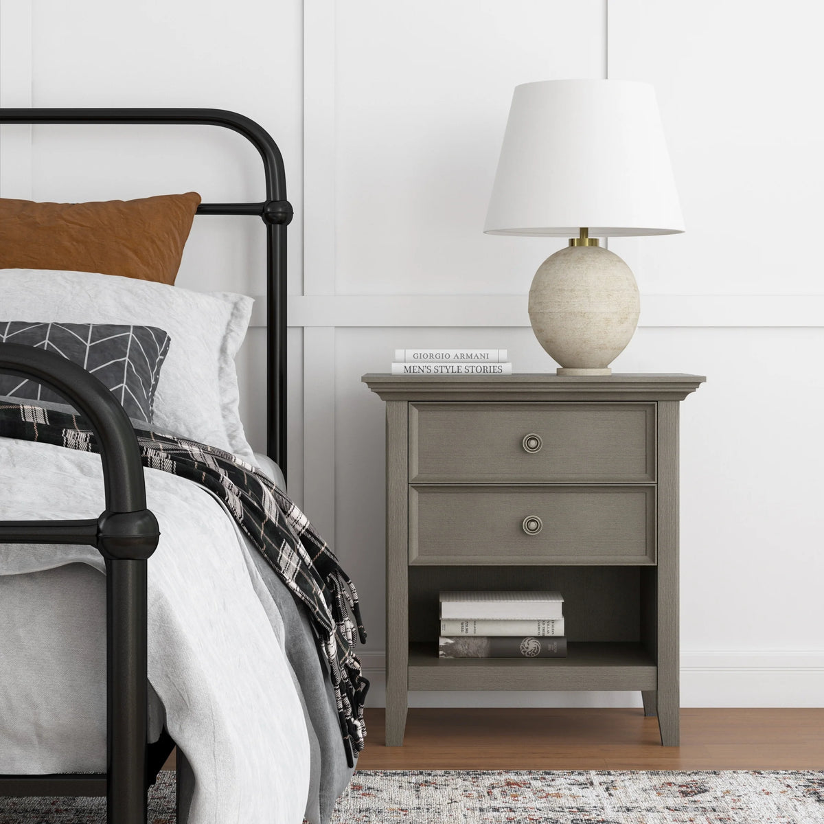 24 Inch Wide Solid Wood Nightstand, Bedside Table and Bedroom End Table