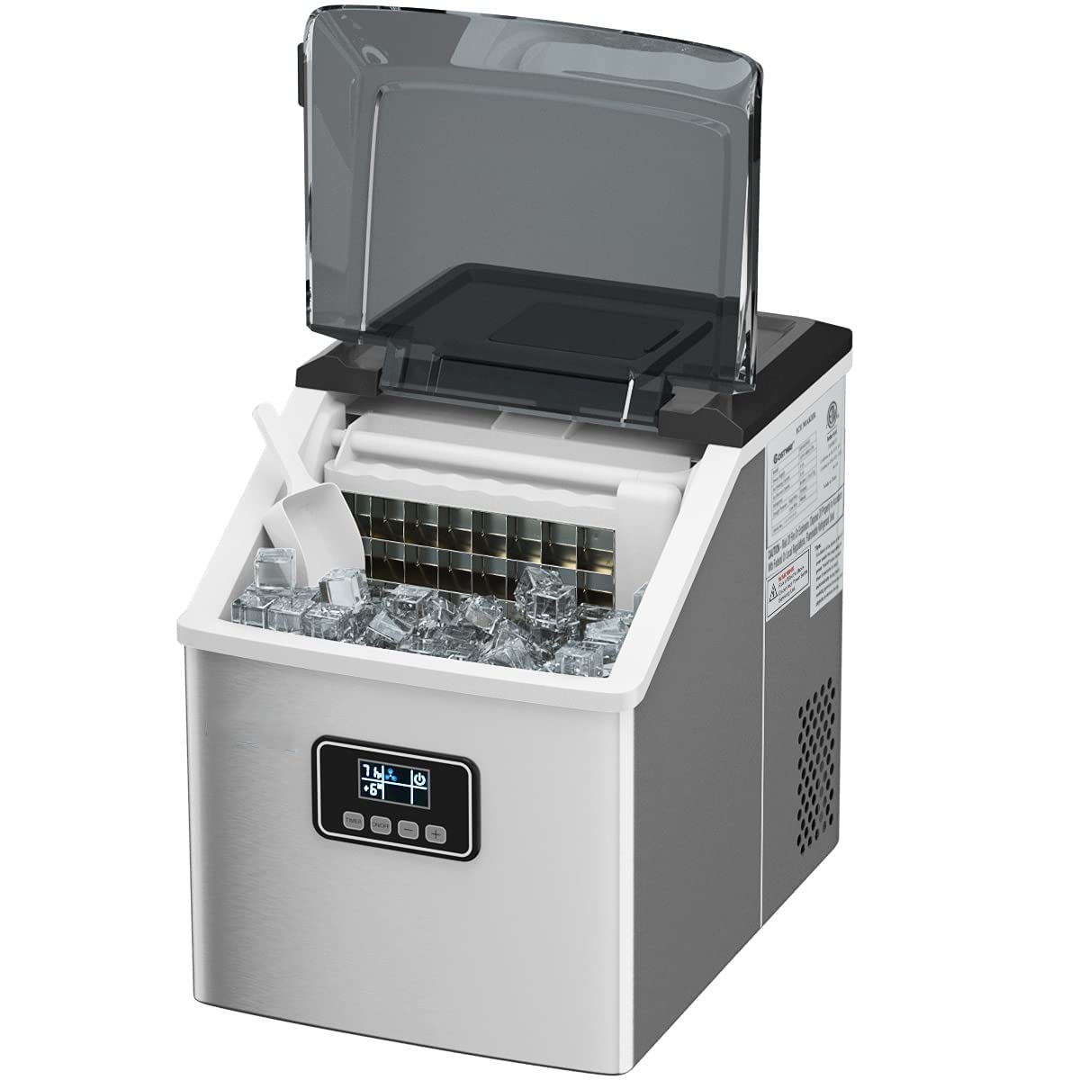 Stainless Steel Countertop Ice Maker �� 48LBS/24H with Self-Clean Function