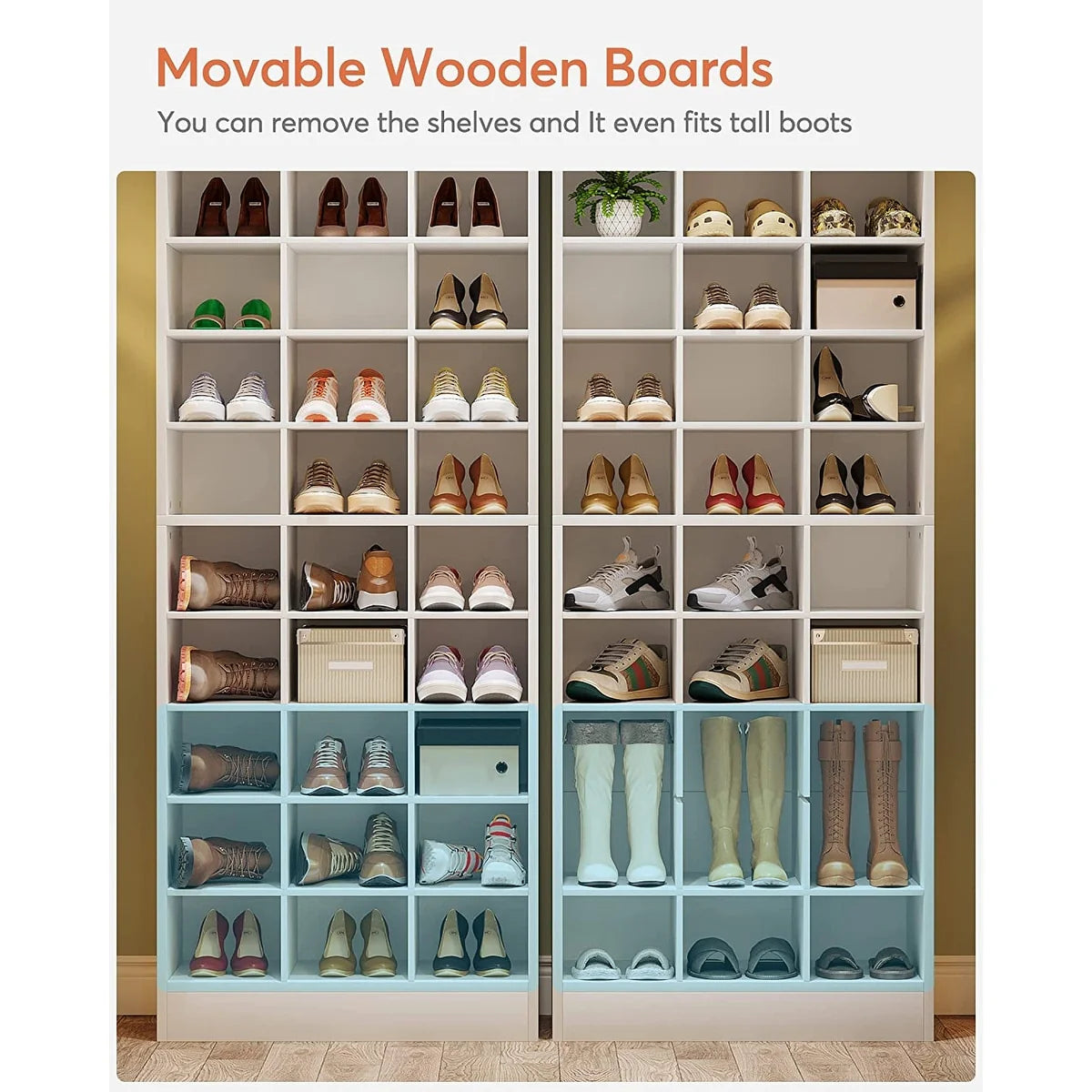 10-Tier Tall Shoe Cabinet, 30-Pair White Wood Shoe Storage Rack for Entryway and Closet