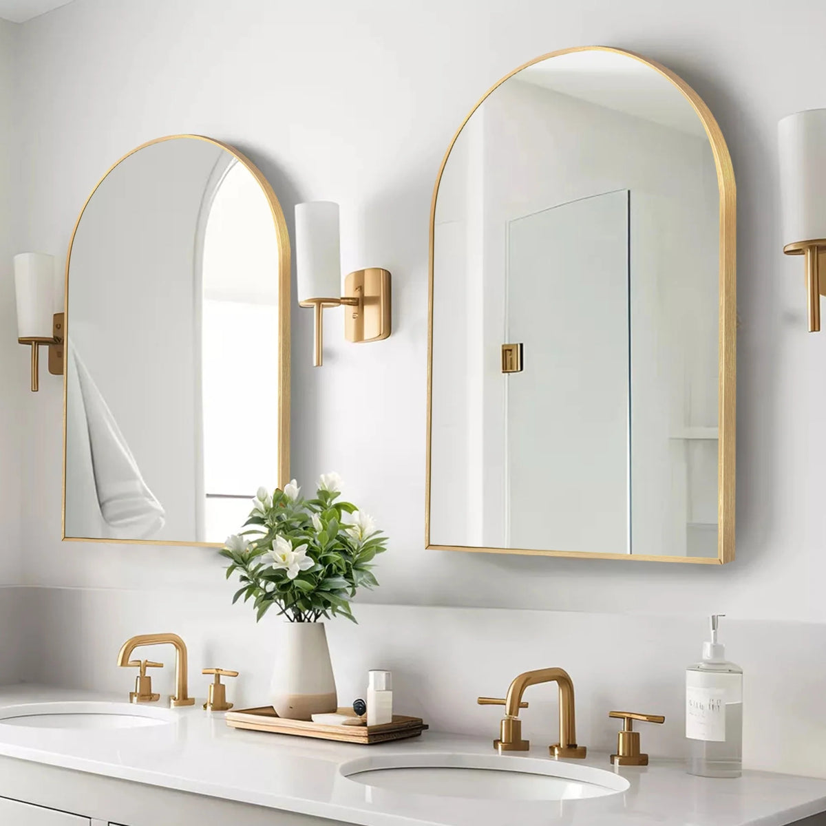 Modern Arch Aluminum Bathroom Wall Mirror, Wall Mounted Vanity Mirror for Bathroom, Bedroom and Home Decor