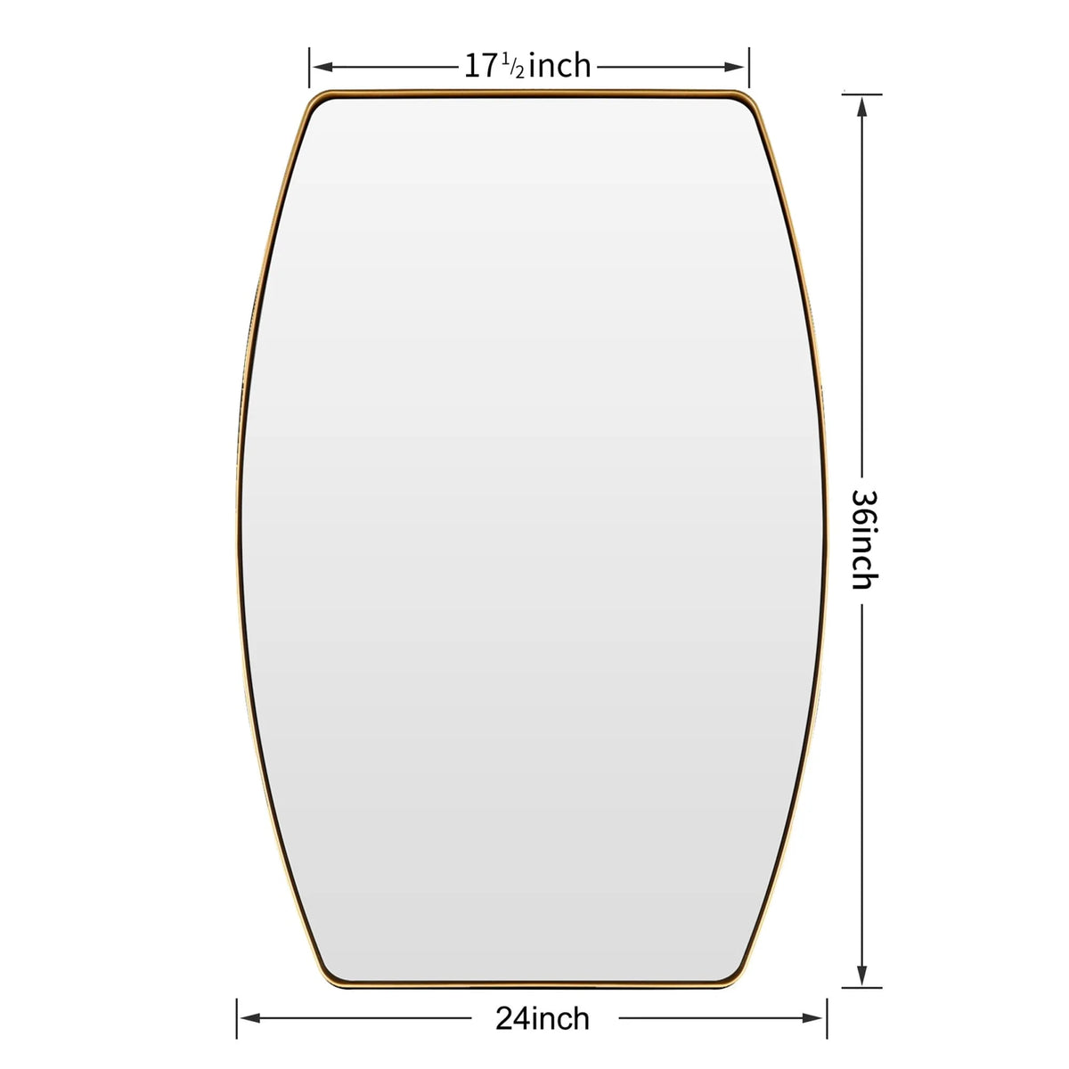 Modern Oblong Metal Wall Mirror, Decorative Elongated Hanging Mirror for Living Room, Bedroom and Entryway