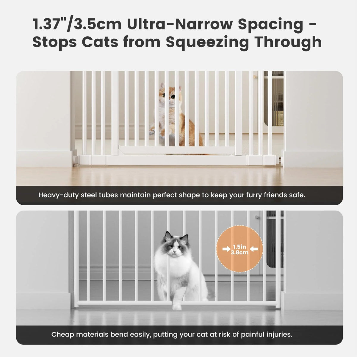 Extra Tall Cat Gate 51"-87", Wide Adjustable Pet Safety Gate for Doorways and Home