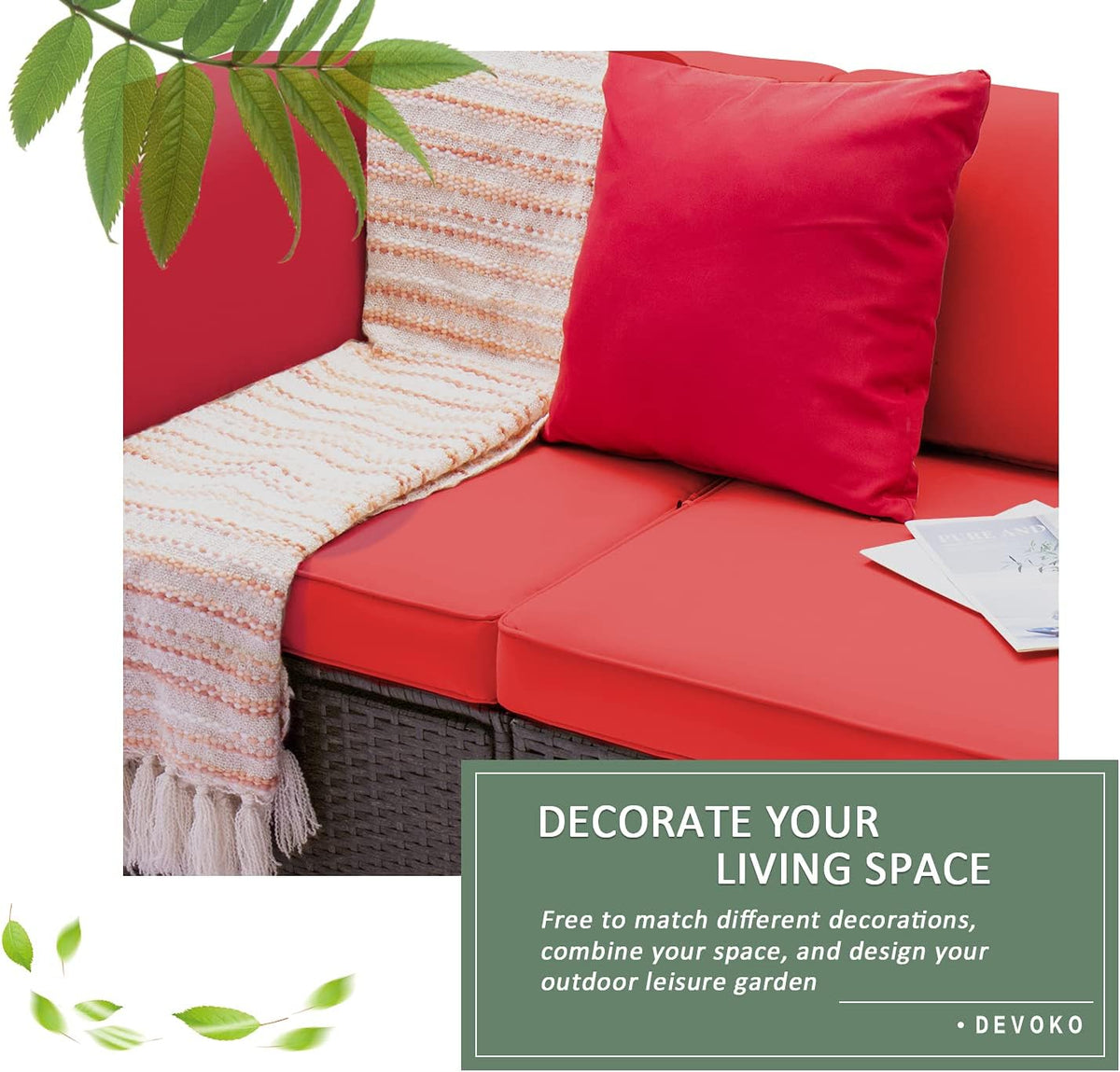 5-Piece All-Weather Patio Furniture Set with Cushions, Outdoor Wicker Conversation Sofa Set for Garden, Deck & Backyard