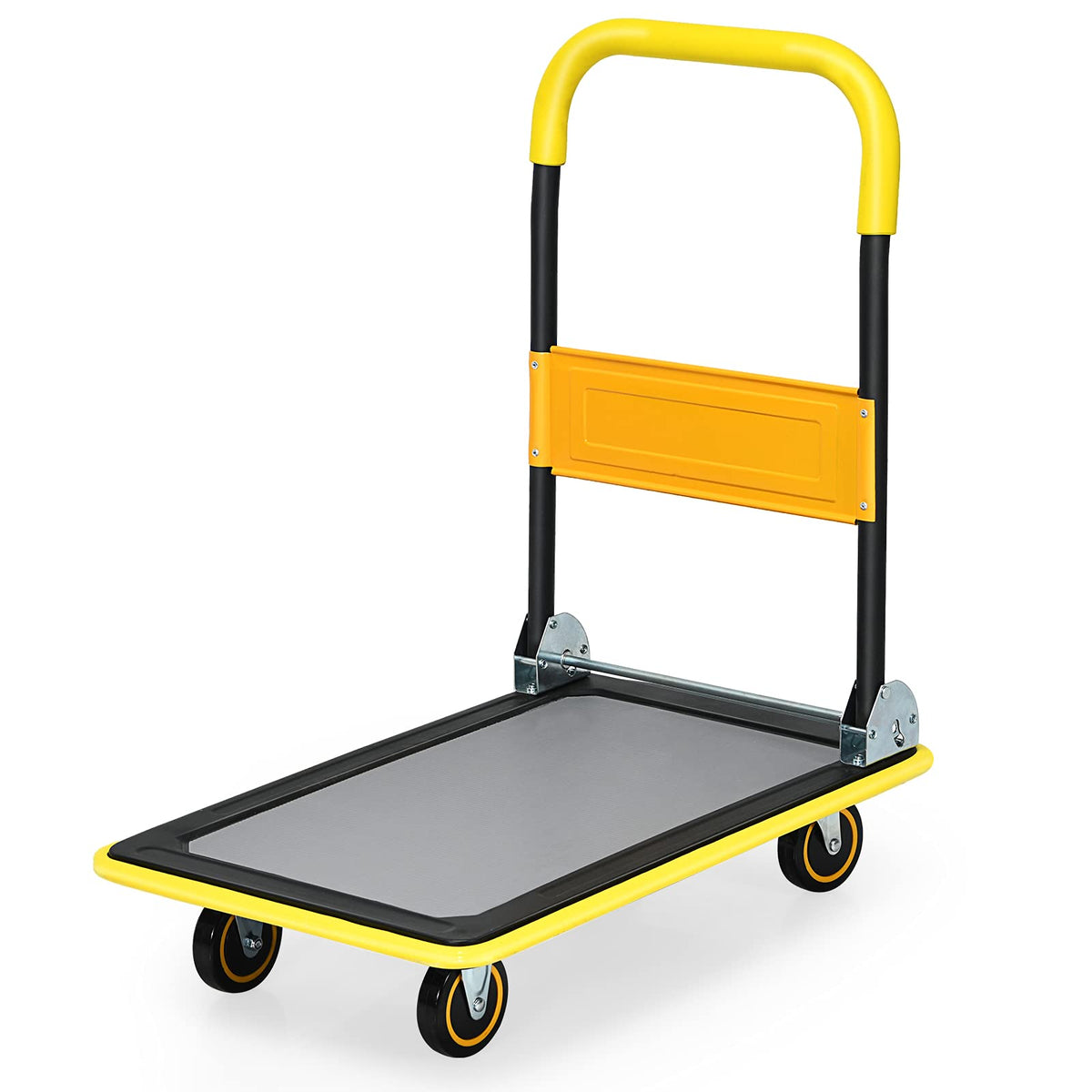 Folding Platform Cart �� 330LBS Rolling Flatbed Hand Truck, Yellow