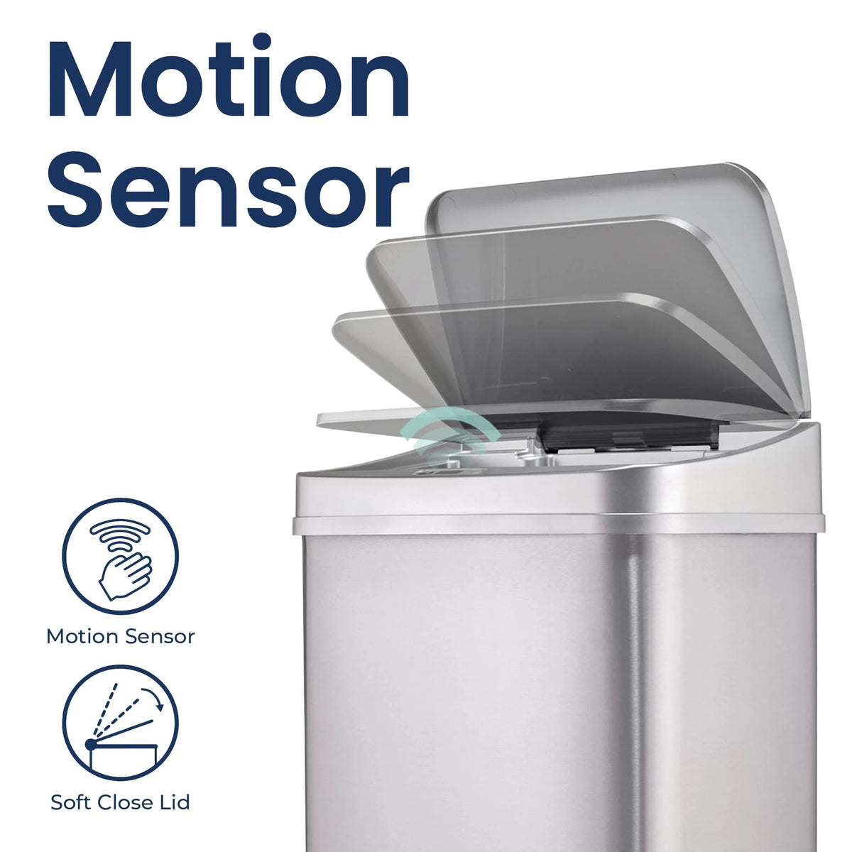 13 Gallon Touchless Motion Sensor Trash Can, Automatic Hands-Free Kitchen Garbage Bin with Sensor Lid