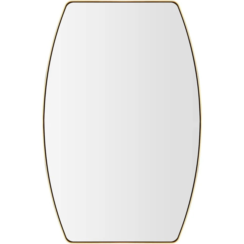 Modern Oblong Metal Wall Mirror, Decorative Elongated Hanging Mirror for Living Room, Bedroom and Entryway