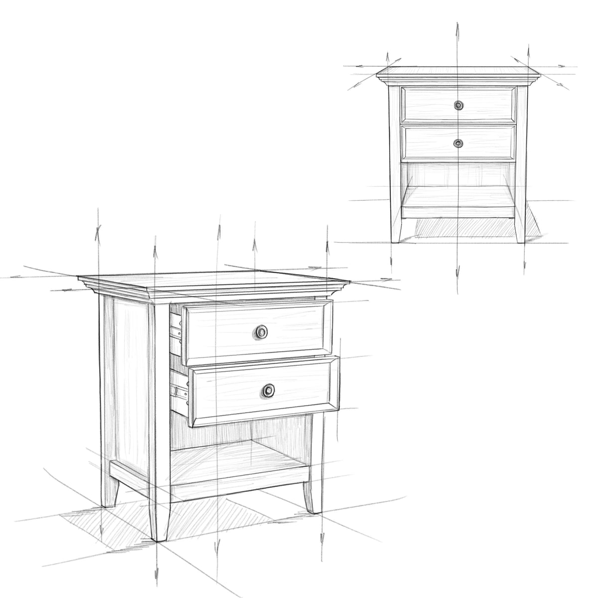 24 Inch Wide Solid Wood Nightstand, Bedside Table and Bedroom End Table