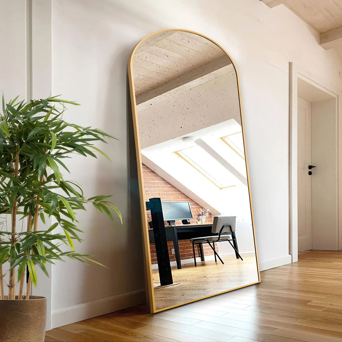 Arched Full Length Floor Mirror, Large Full Body Standing and Wall Mounted Mirror for Bedroom, Living Room and Home Decor