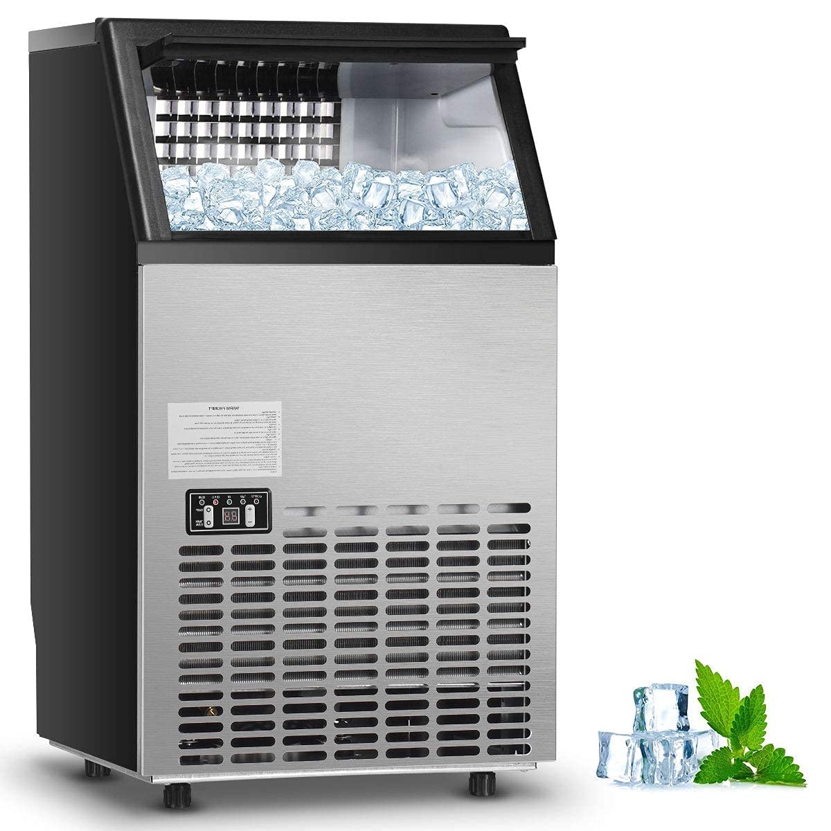 Commercial Built-in Ice Maker �� Stainless Steel, 33LBS Storage Capacity with Ice Shovel