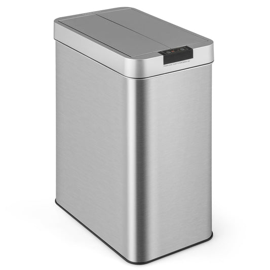 13.2 Gallon Motion Sensor Trash Can �� Slim Kitchen Bin with Wing Lids & Anti-Fingerprint