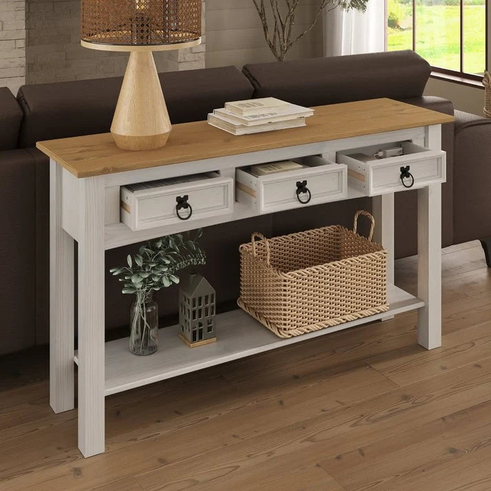 Wood Console Table with 3 Drawers, Entryway Hallway Storage and Display Table for Home