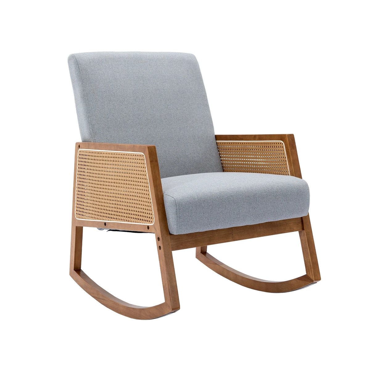 Upholstered Tall Back Rocking Chair, Smooth Gliding Accent Armchair for Comfortable Living Room Seating