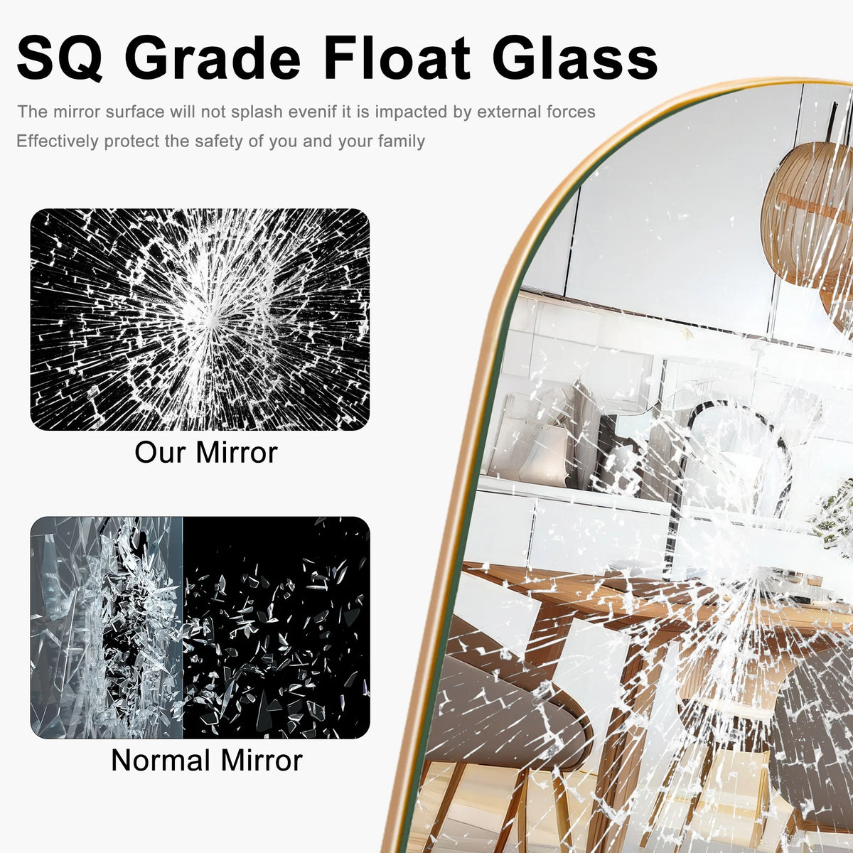 Arched Full Length Wood Floor Mirror, Full Body Standing and Wall Mounted Mirror for Bedroom, Living Room and Home Decor