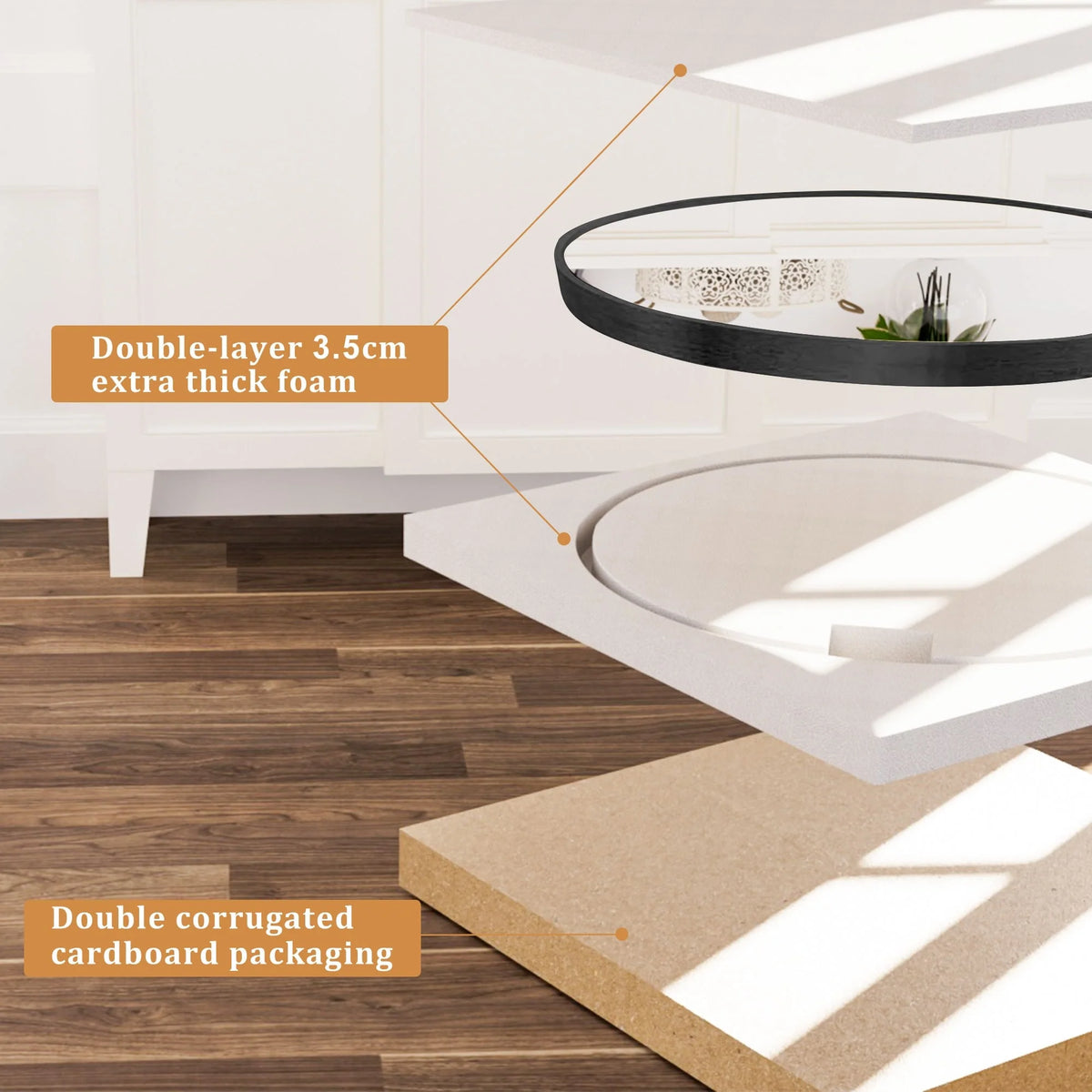 Modern Round Bathroom Vanity Mirror, Wall Mounted Circular Mirror for Bathroom, Bedroom and Home Decor