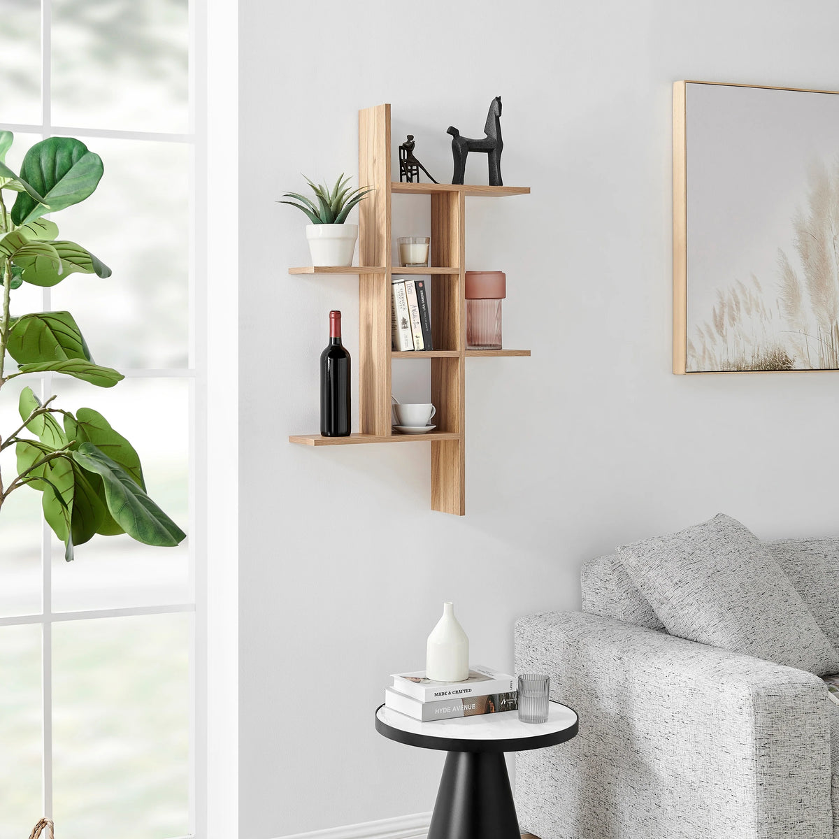 Cantilever Floating Wall Shelf, Modern Decorative Display Shelf for Living Room, Bedroom and Home Storage