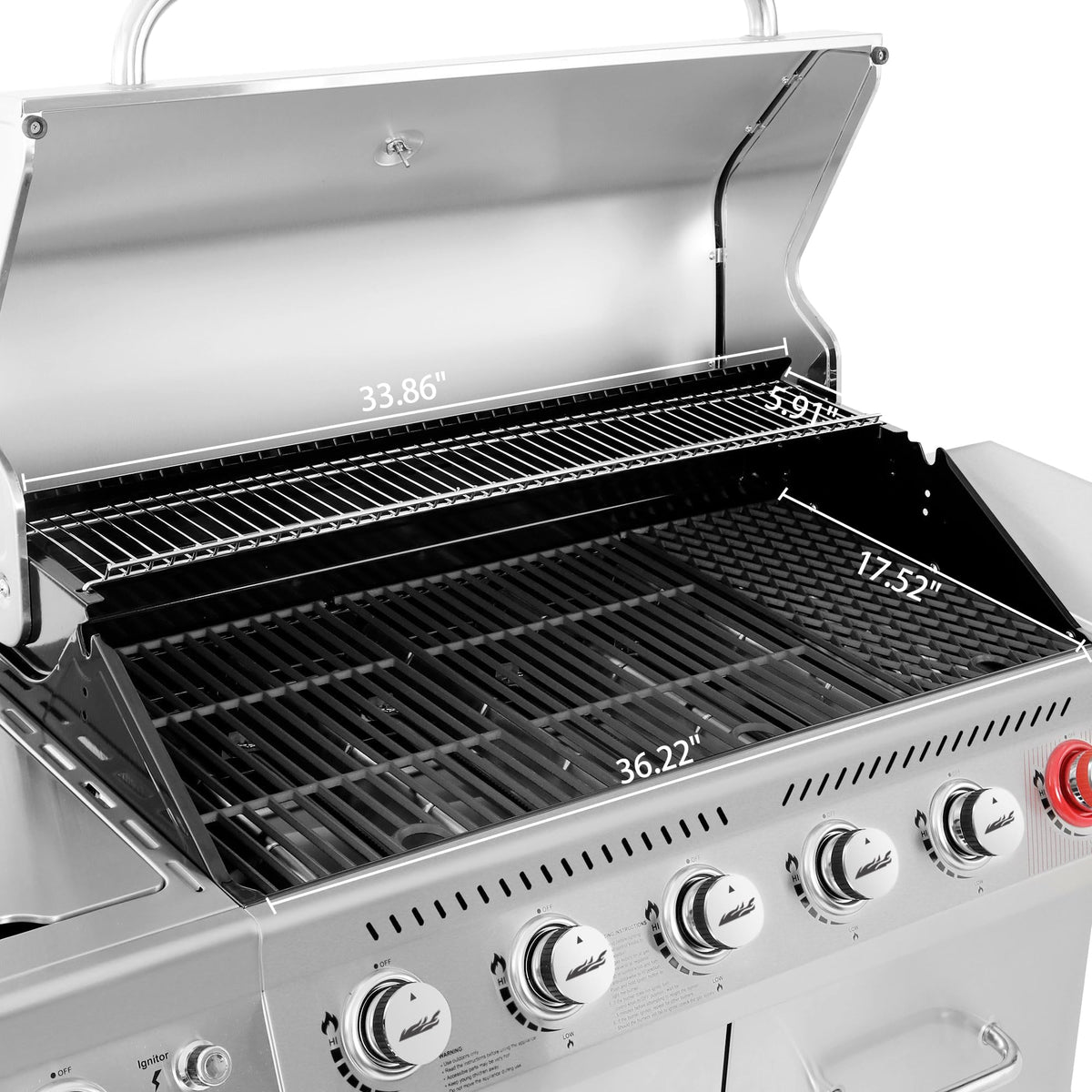 Stainless Steel 6-Burner Gas Grill �� 74,000 BTU with Sear & Side Burner, Cabinet Style