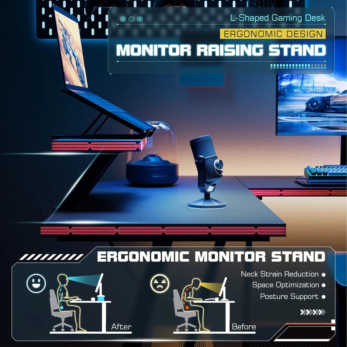 L-Shaped Gaming Desk, Computer Corner Desk and Office Writing Desk for Home