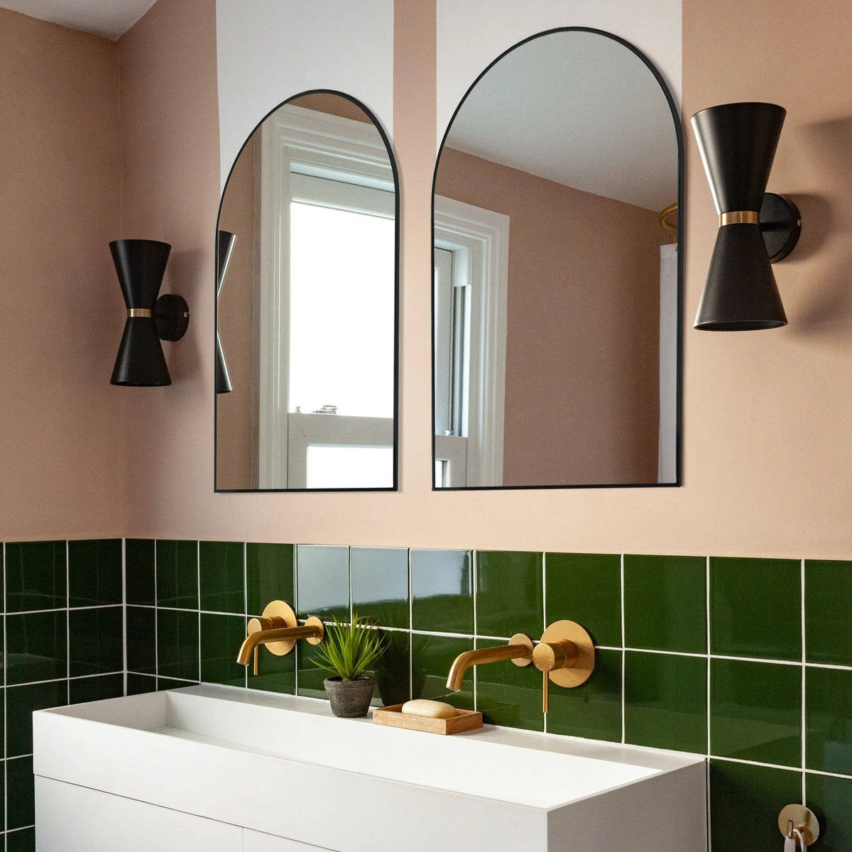 2 Pack 36x24 Inch Arched Bathroom Vanity Mirrors, Wall Mounted Decorative Mirrors for Bathroom and Bedroom