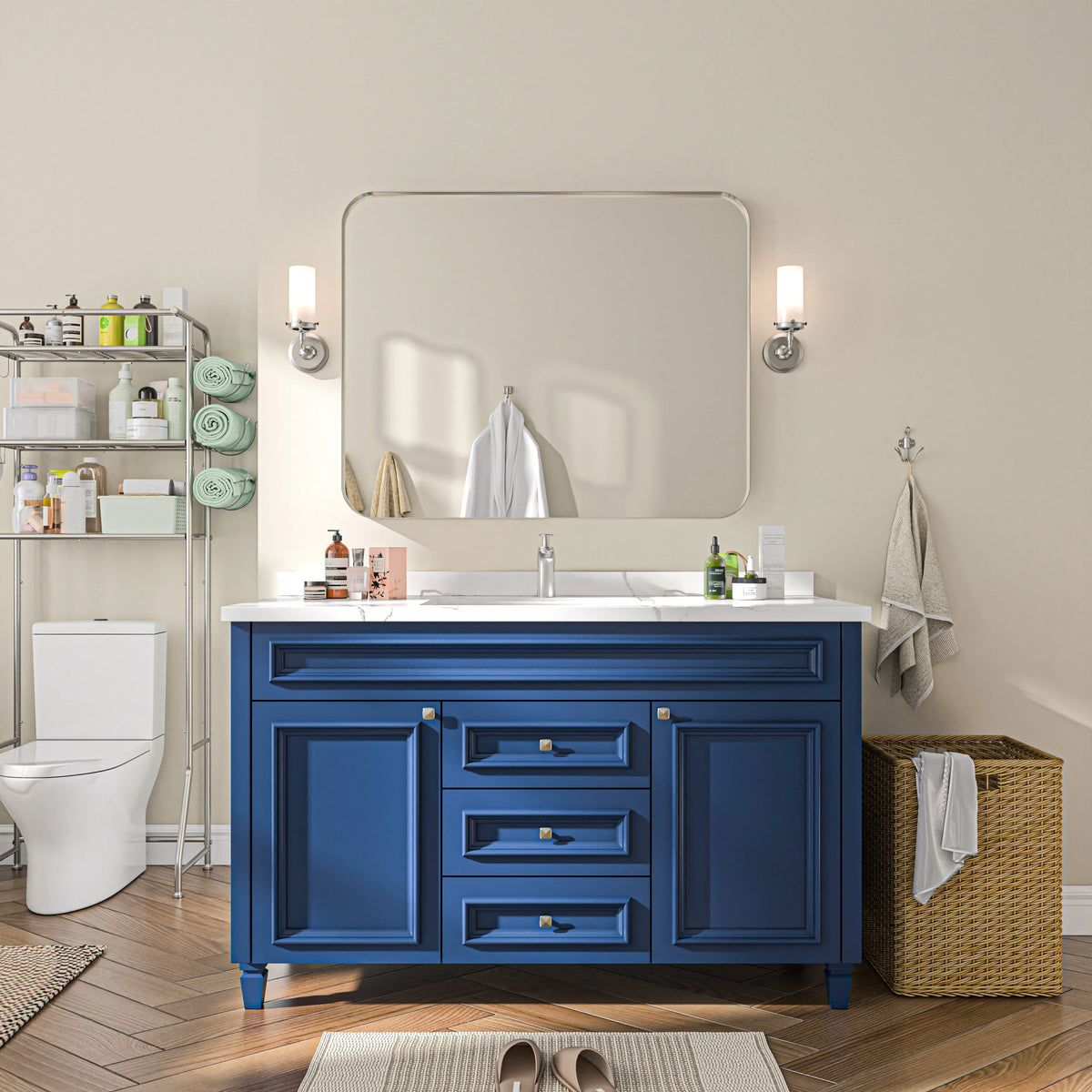 Aluminum Alloy Rounded Corner Vanity Mirror, Modern Wall Mounted Mirror for Bathroom, Bedroom and Home Decor