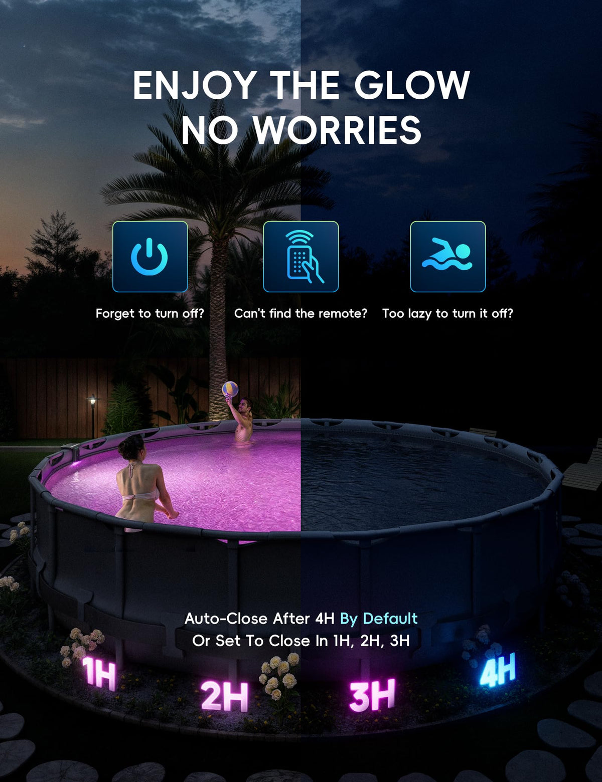 Solar Pool Lights for Steel Wall Above Ground Pools, Solar Powered LED Swimming Pool Lighting