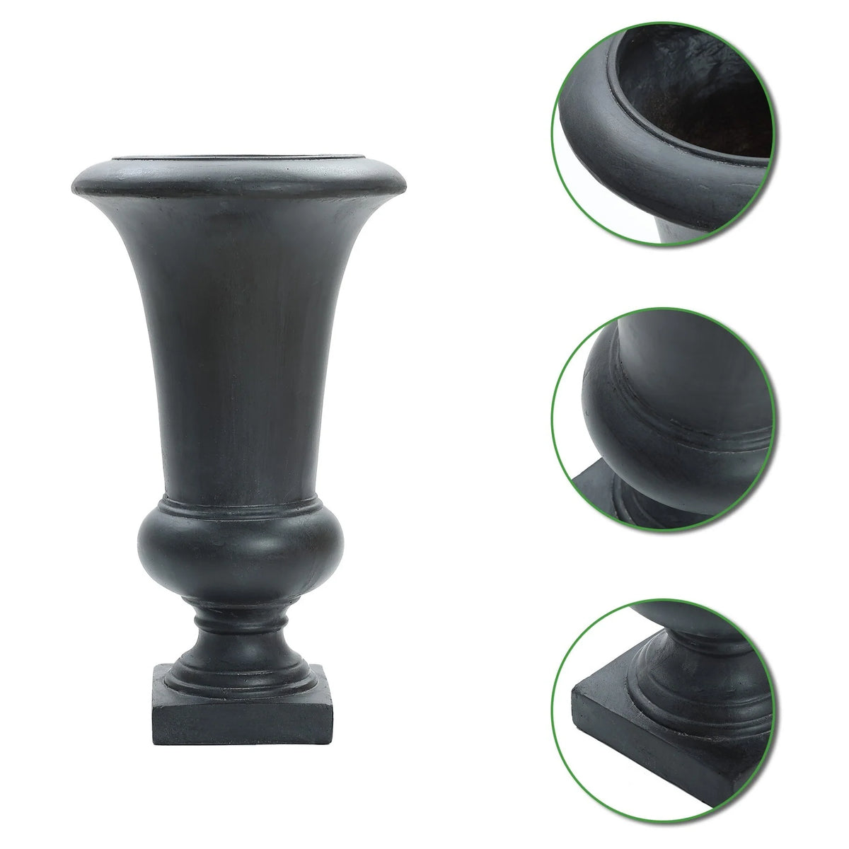 22.75" Tall Handmade Fiber Stone Urn Planter Pot, Decorative Outdoor Garden Flower Container for Patio and Home