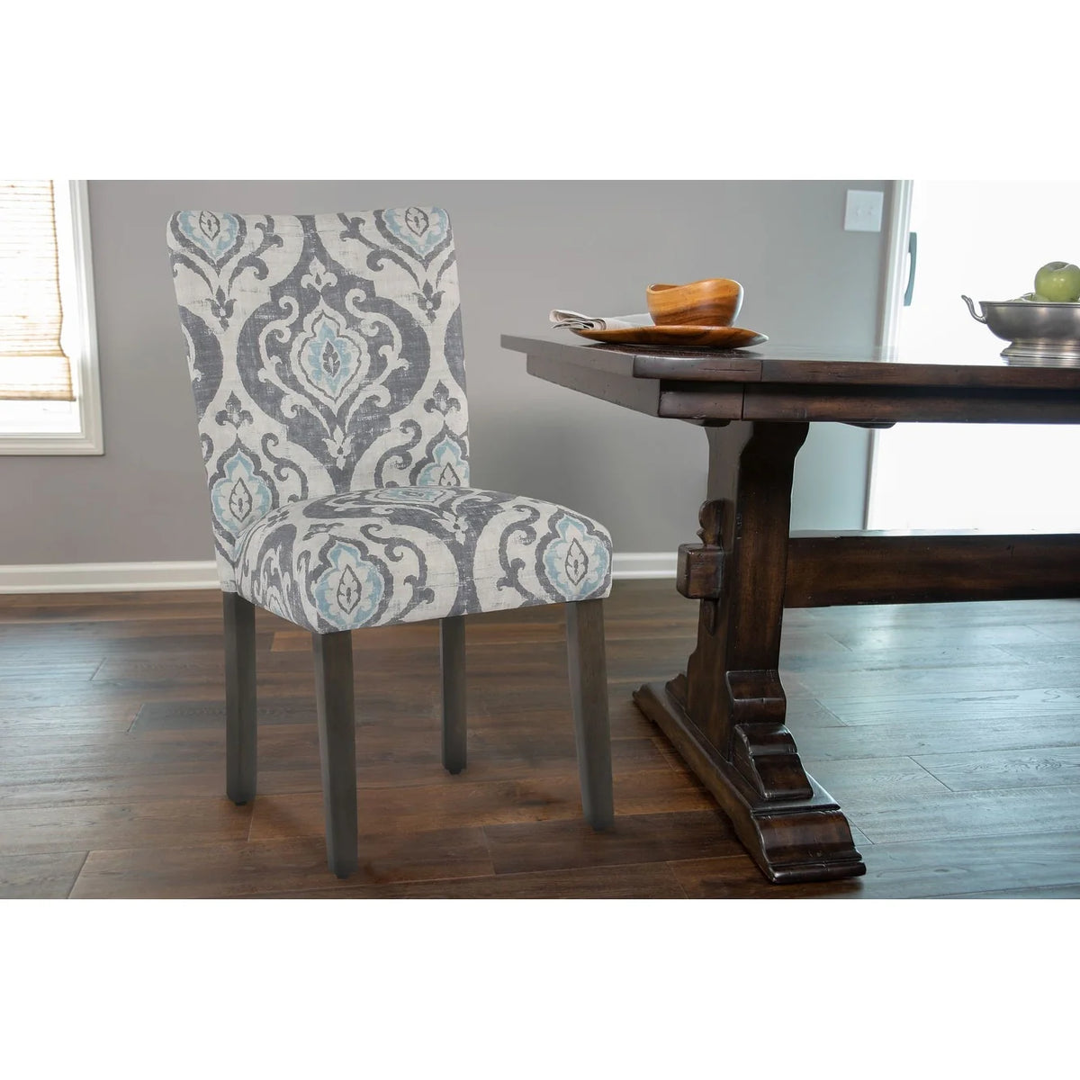 Set of 2 Upholstered Medallion Dining Chairs, Comfortable Parsons Style Chairs for Kitchen and Dining Room