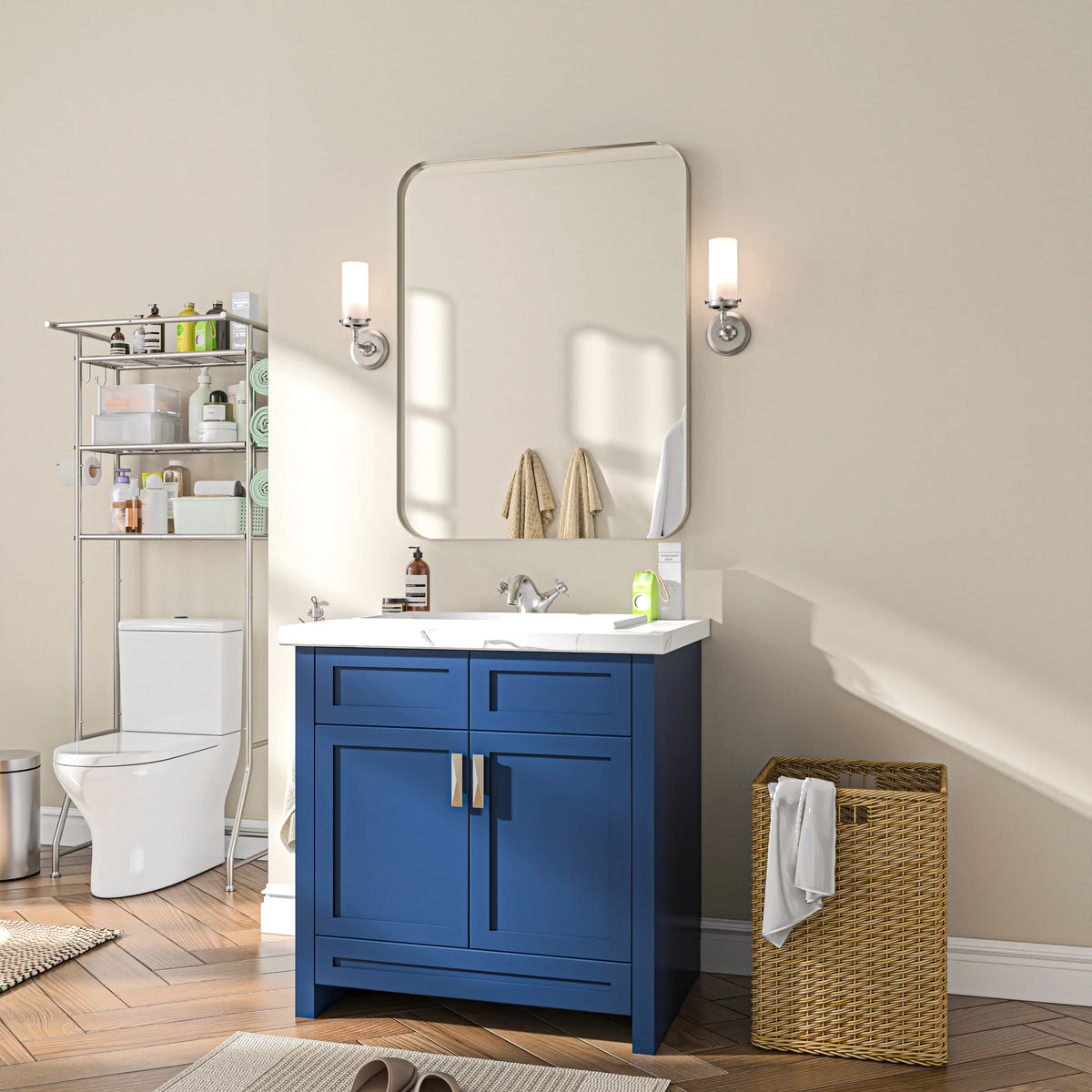 Aluminum Alloy Rounded Corner Vanity Mirror, Modern Wall Mounted Mirror for Bathroom, Bedroom and Home Decor