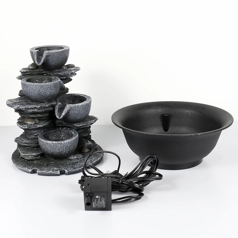 4-Tier Indoor Water Fountain, Relaxing Waterfall Feature for Home, Living Room and Bedroom Decor