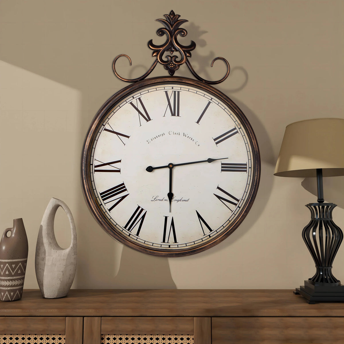 Large Antique Wall Clock, Vintage Decorative Hanging Clock for Living Room, Bedroom and Office