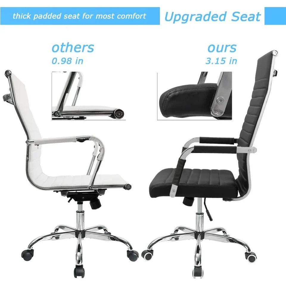 Ribbed High Back Office Chair, Ergonomic Conference Desk Chair for Home Office, Meeting Room and Workspace