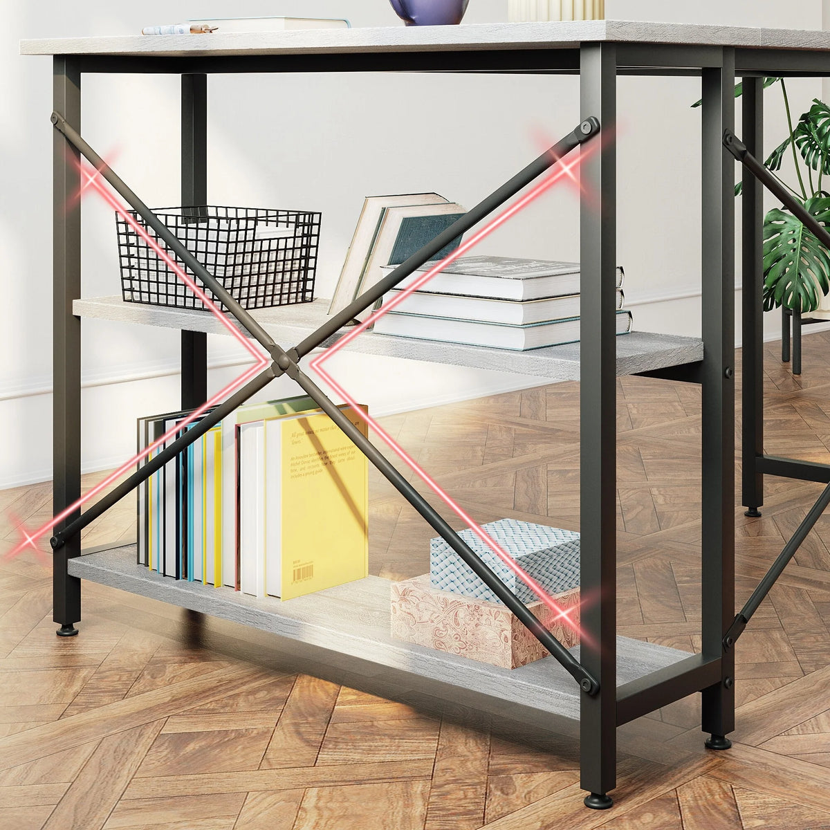 Small L Shaped Computer Desk with Storage Shelves, Compact Corner Workstation for Home Office and Study
