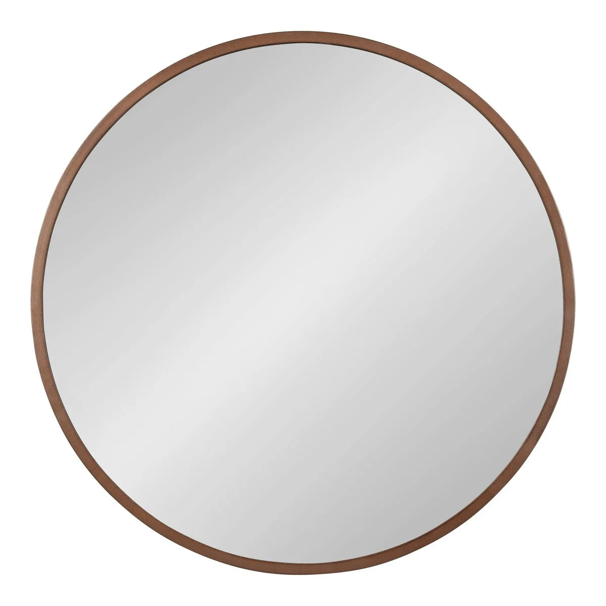 Round Wood Accent Wall Mirror, Modern Decorative Wooden Frame Mirror for Living Room, Bedroom and Entryway