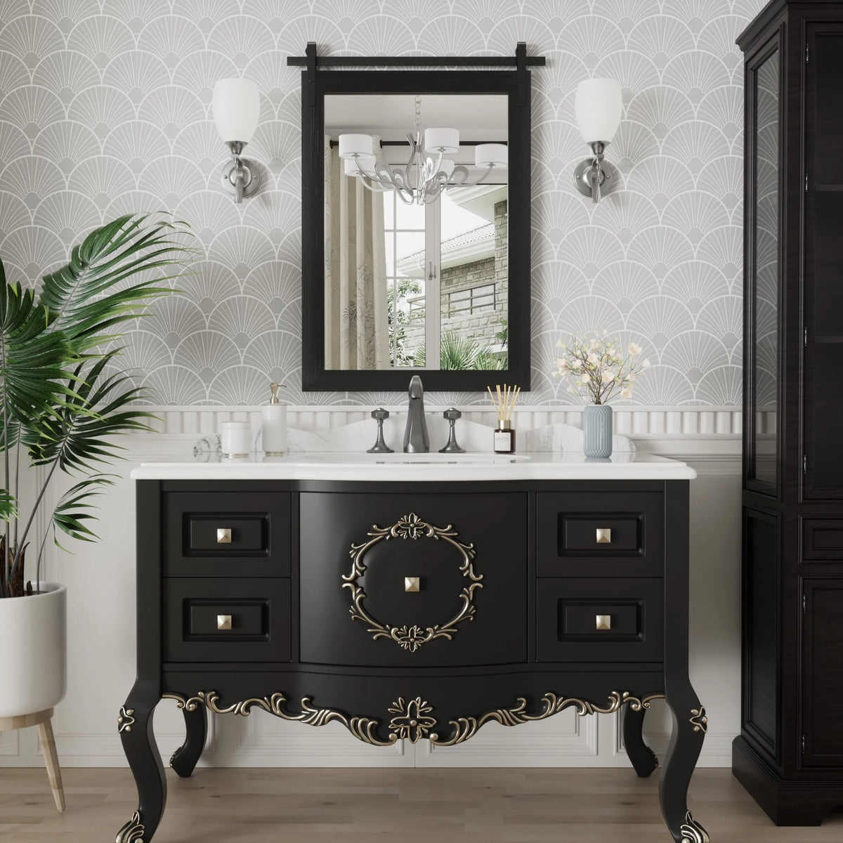 Modern Rectangular Wall Mirror with Wood Frame, Bathroom and Barn Door Mirror, Multiple Sizes
