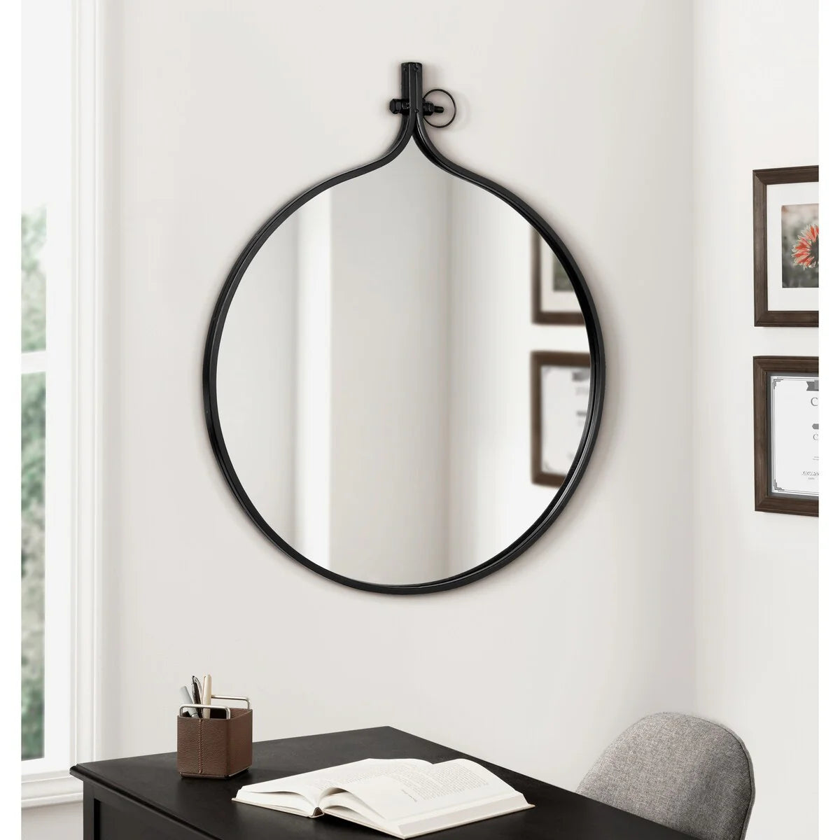 Modern Round Wall Mirror, Decorative Circular Accent Mirror for Living Room, Bedroom and Entryway