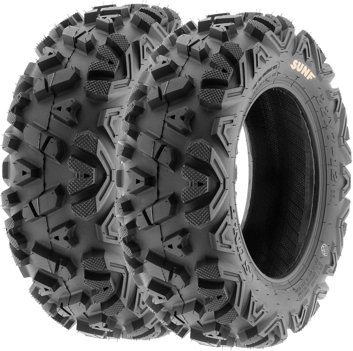 ATV UTV All-Terrain Tires Set of 4, 25X8-12 Front & 25X10-12 Rear Off-Road Replacement Tires