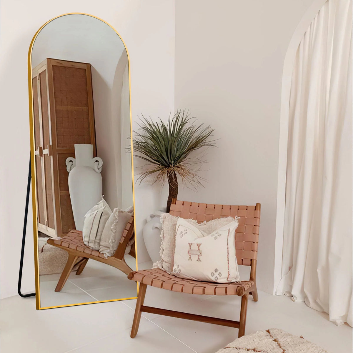 Arched Full Length Floor Mirror, Large Full Body Standing and Wall Mounted Mirror for Bedroom, Living Room and Home Decor