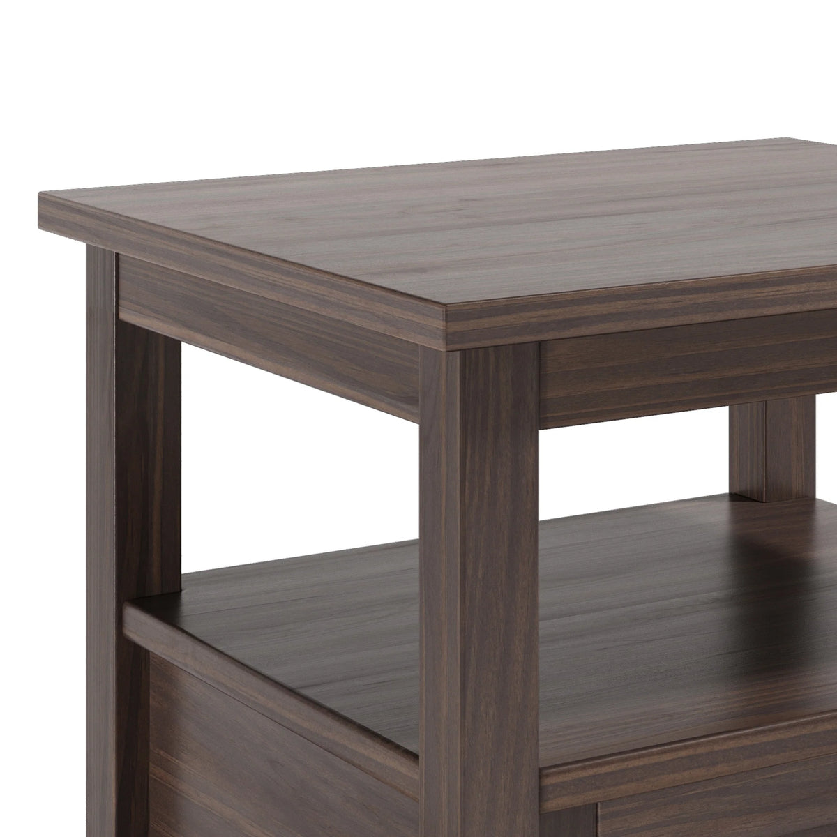 20 Inch Wide Solid Wood Rectangle End Table, Transitional Side Table