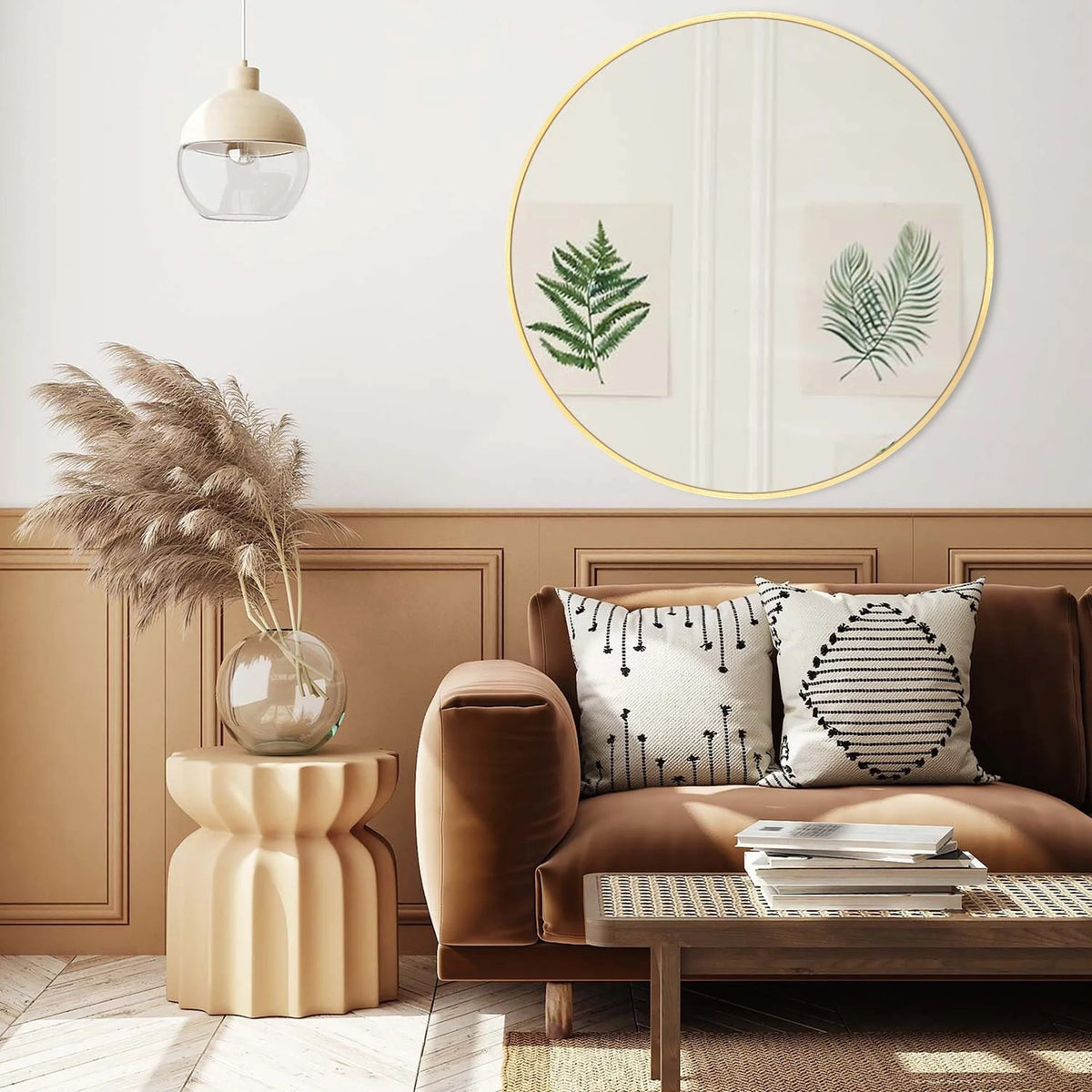 Modern Round Bathroom Vanity Mirror, Wall Mounted Circular Mirror for Bathroom, Bedroom and Home Decor