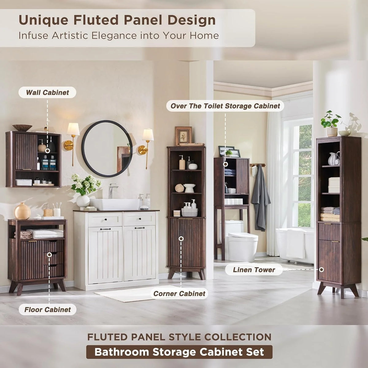 Modern Bathroom Wall Cabinet, Wall Mounted Medicine Storage Organizer with Shelves for Home Organization