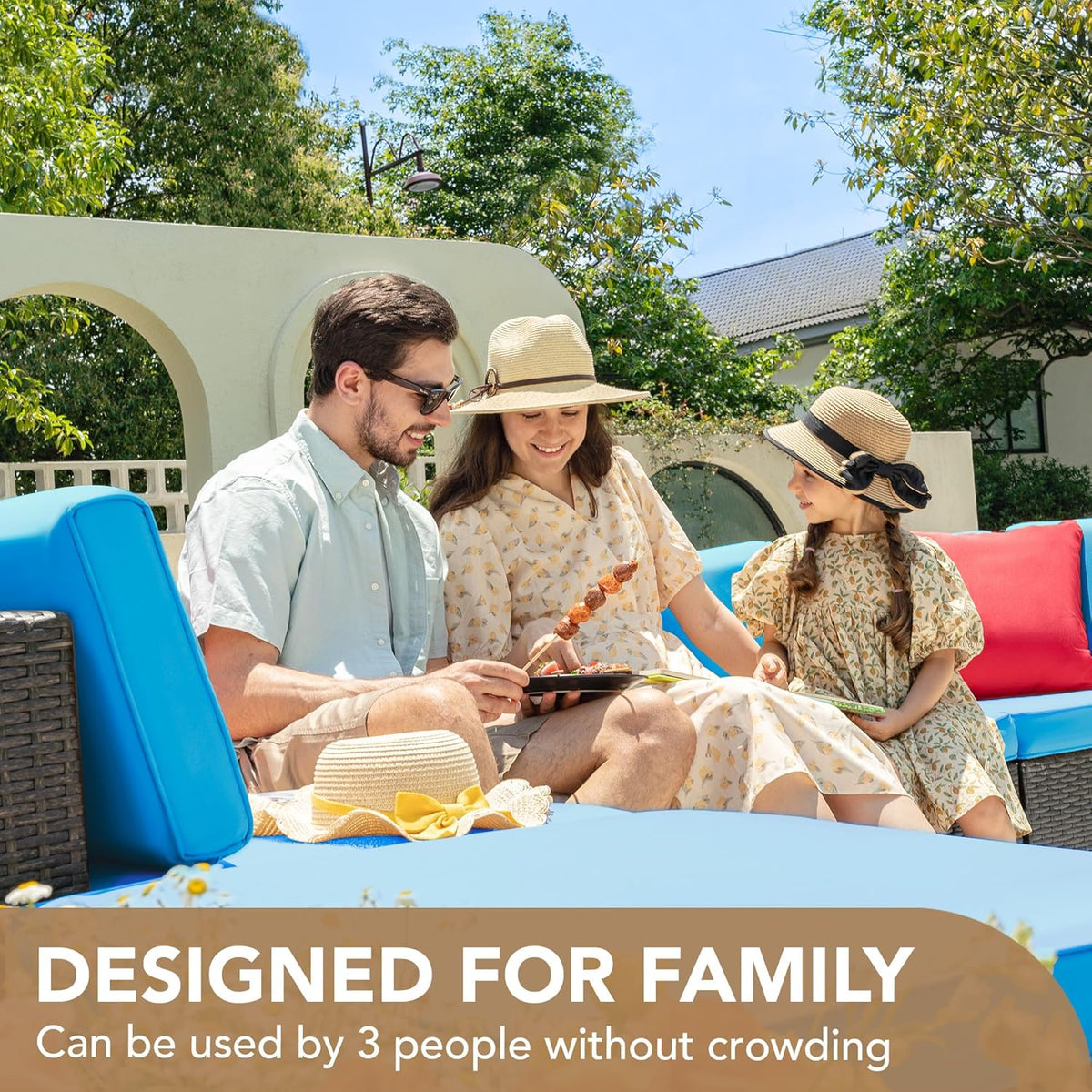 5-Piece All-Weather Patio Furniture Set with Cushions, Outdoor Wicker Conversation Sofa Set for Garden, Deck & Backyard