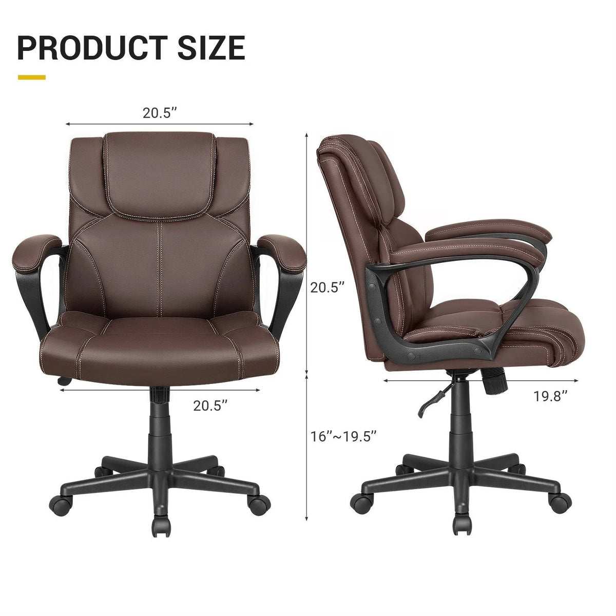 Mid Back Office Chair, Ergonomic Swivel Computer Task Chair for Home Office, Work and Study