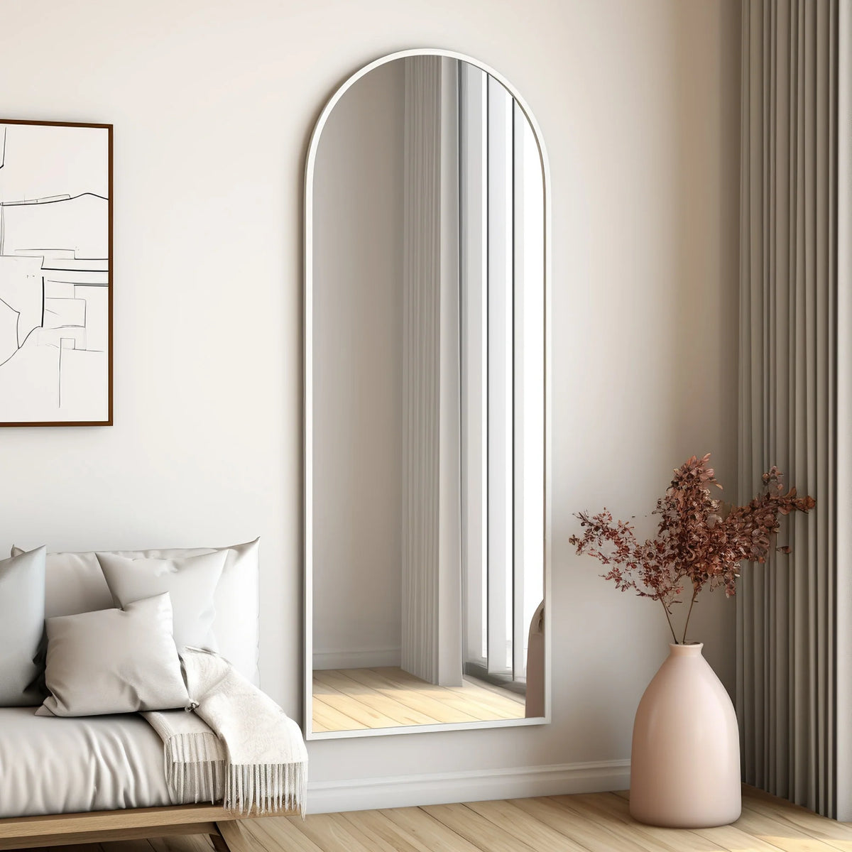 Arched Full Length Floor Mirror, Large Full Body Standing and Wall Mounted Mirror for Bedroom, Living Room and Home Decor