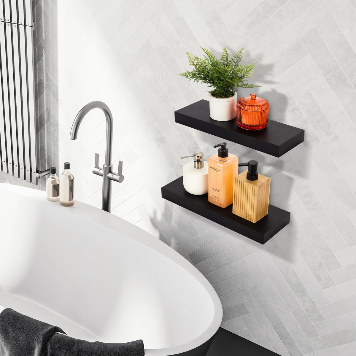 16 Inch Floating Wall Shelves, 3 Pack Farmhouse Hanging Display and Storage Shelves